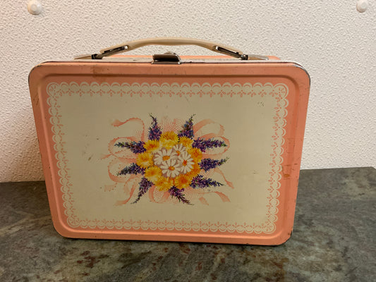 Vintage American Thermos Pink Corsage Lunch Box