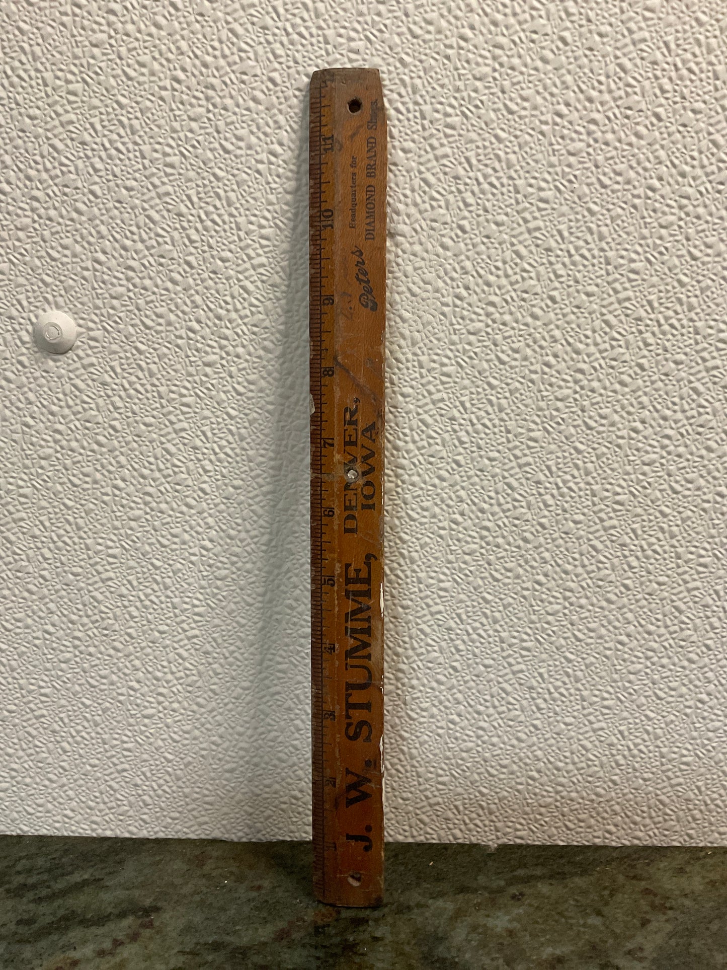 JW Stumme Denver IA Wood 12” Advertising Ruler