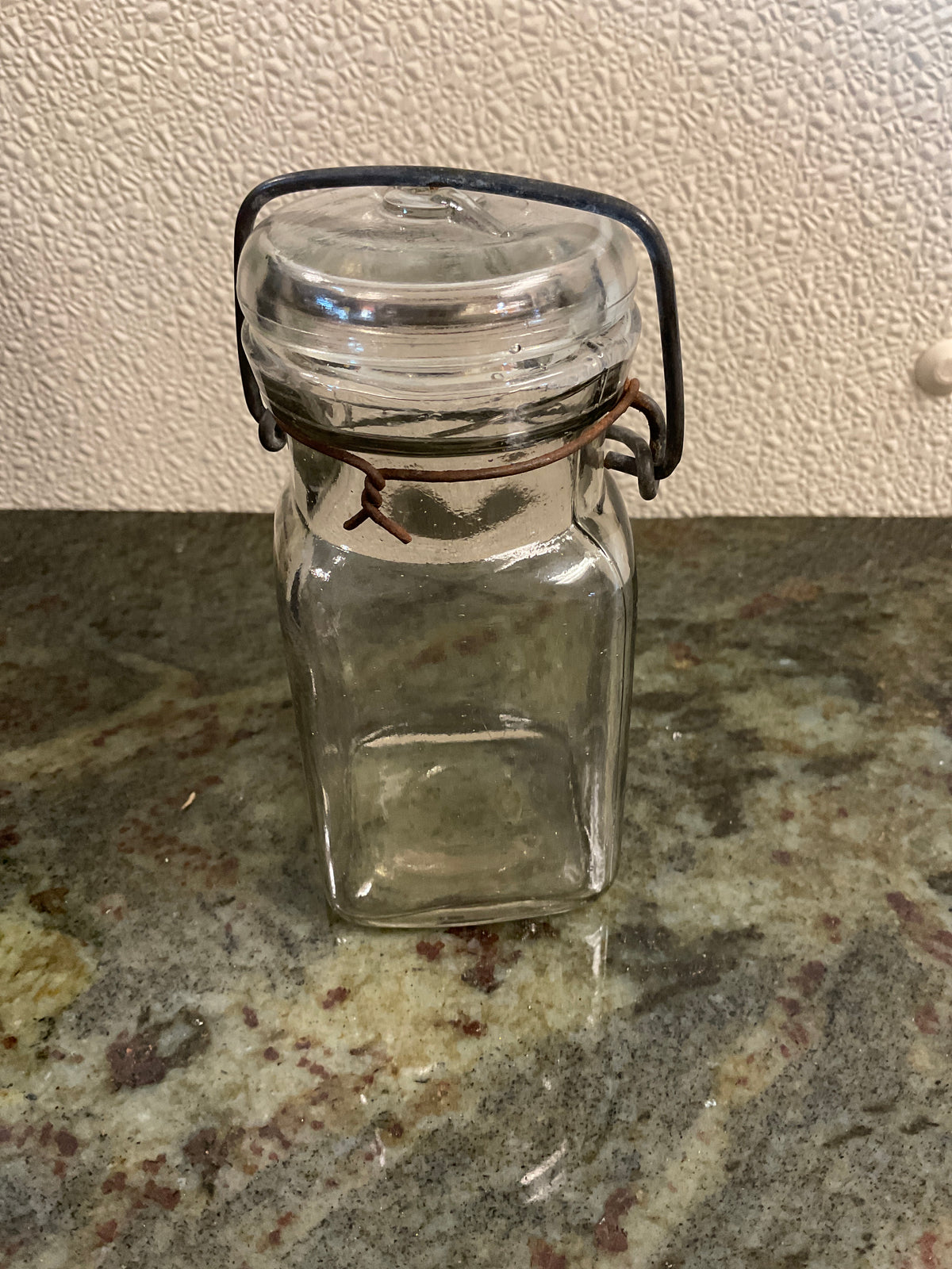 Vintage Small Square Clear Canning Jar