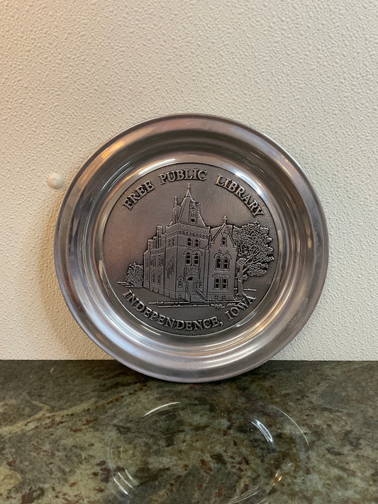 Free Public Library Independence,IA Pewter Plate