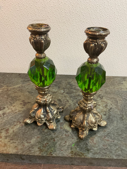 Vintage Pair if Hollywood Regency Style Candlestick  Holders