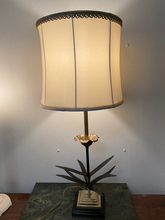 Vintage Brass and Wood Table Lamp