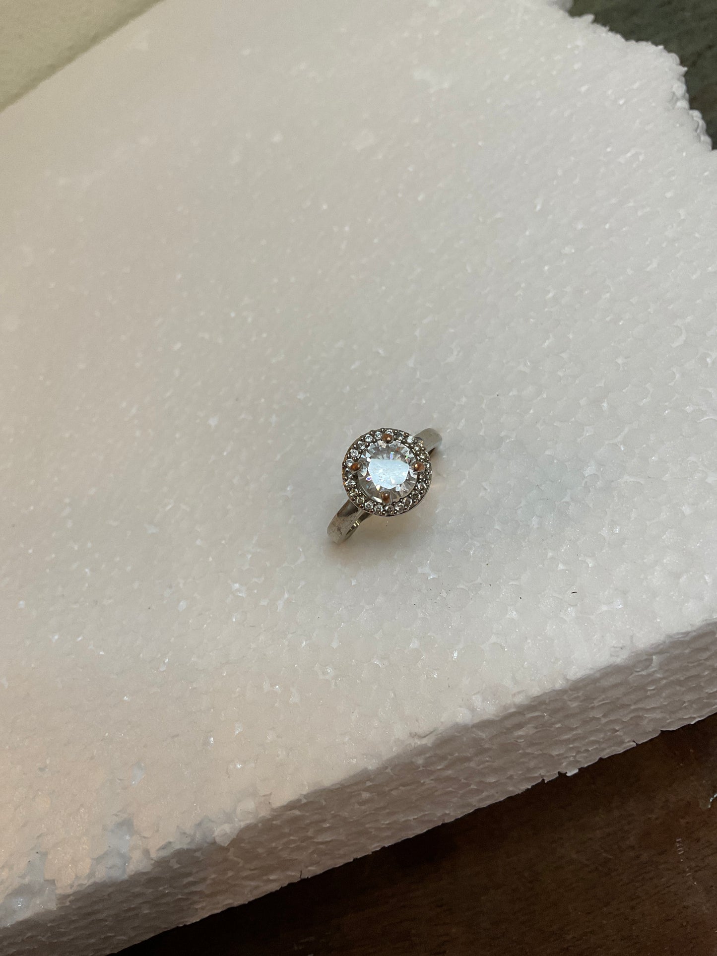 Silvertone Round Cubic Zirconia Ring