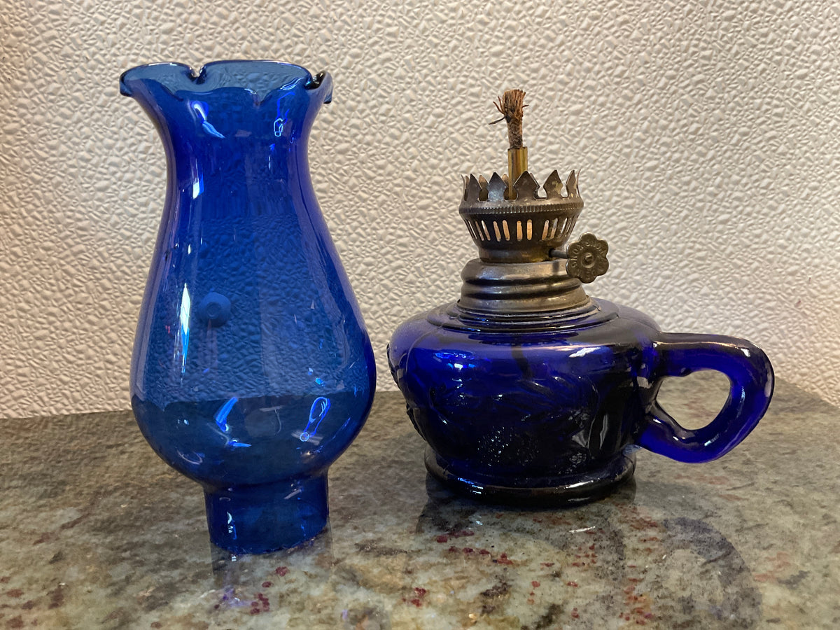 Cobalt Blue Miniature Oil Lamp
