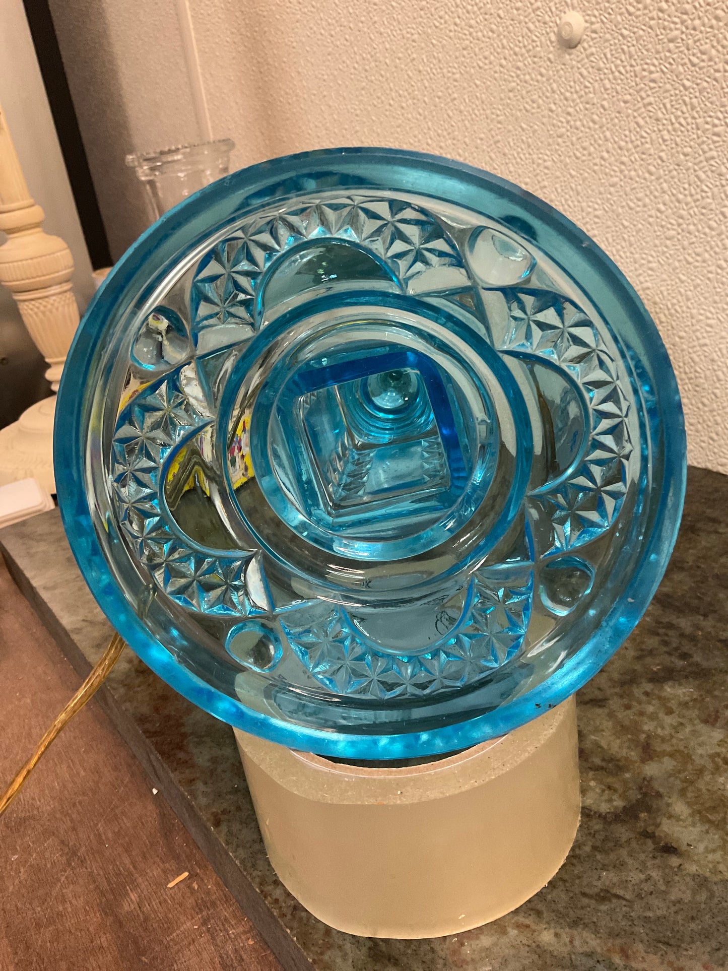 ‘Electric’ Oil Lamp Blue Glass
