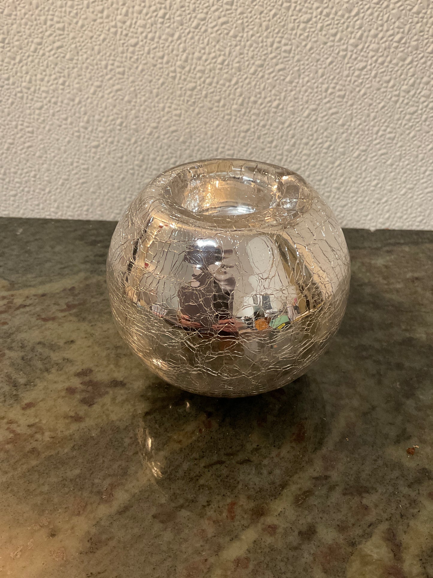 Crackle Mirrored Glass Tealight/Votive Candle Holder