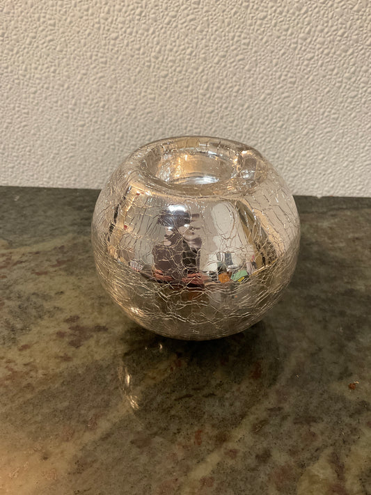 Crackle Mirrored Glass Tealight/Votive Candle Holder