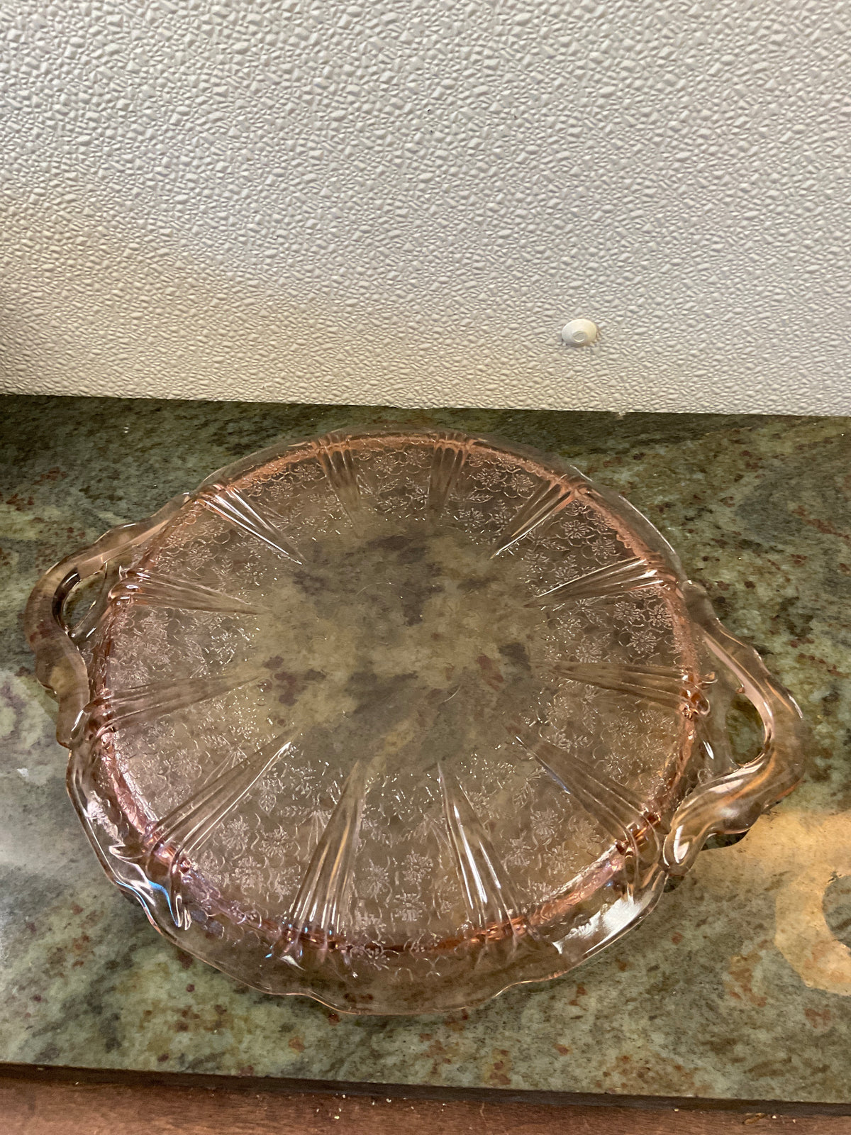 Vintage Floral Pink Depression Serving Plate