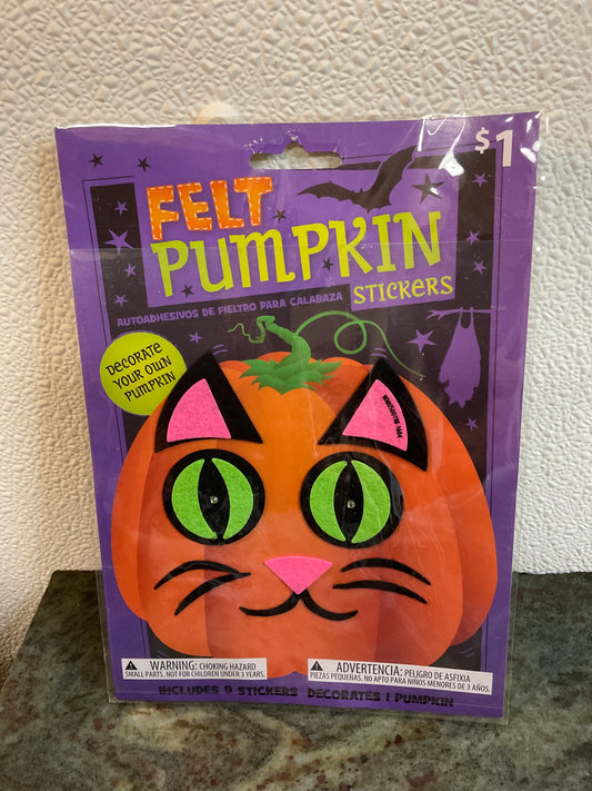 Felt Pumpkin Stickers CAT