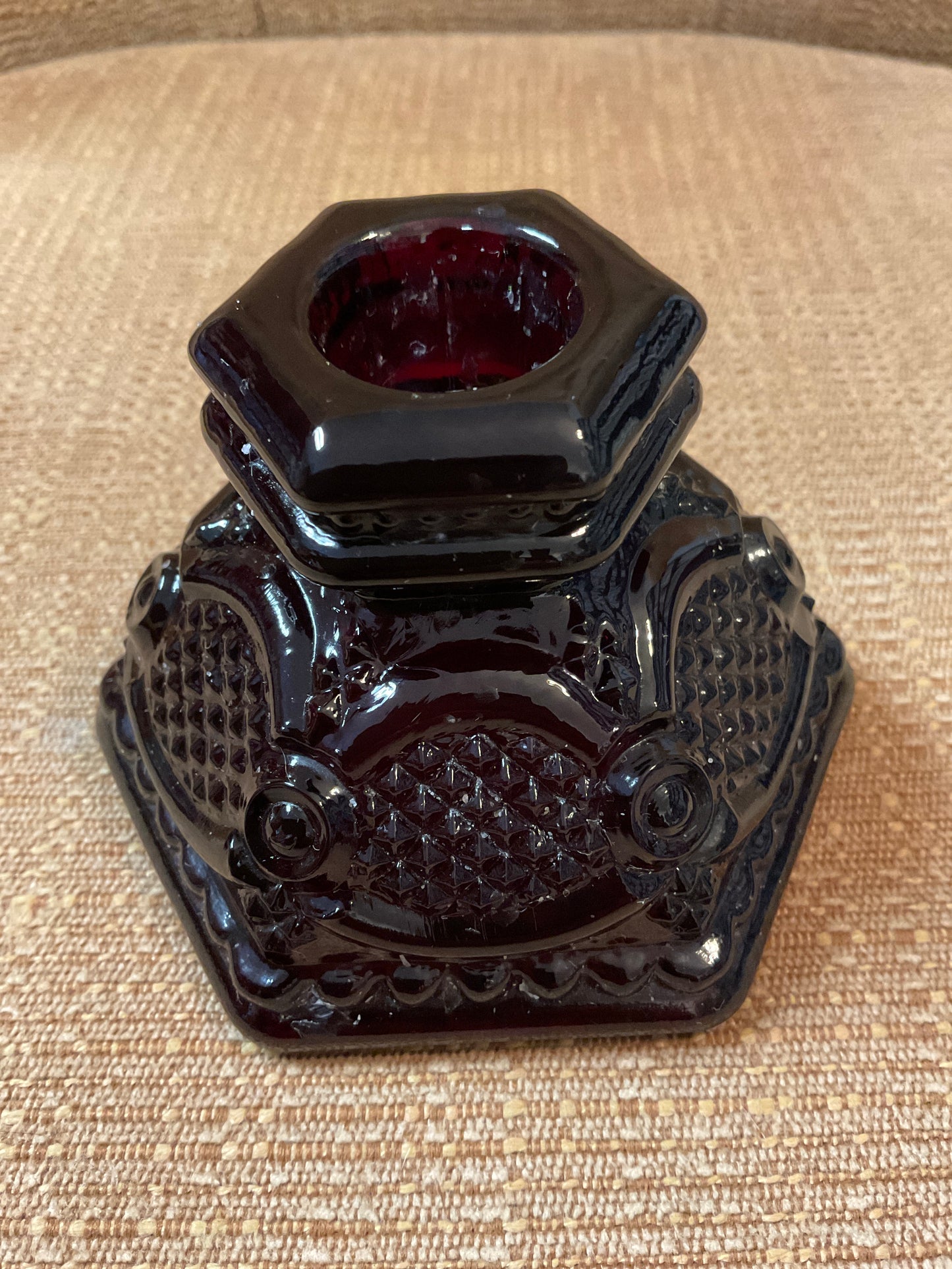 Avon Vintage cape Cod Ruby Red Candlestick Holder