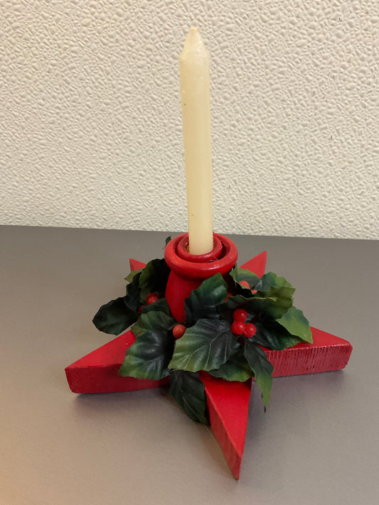 Candle Holder with Holly
