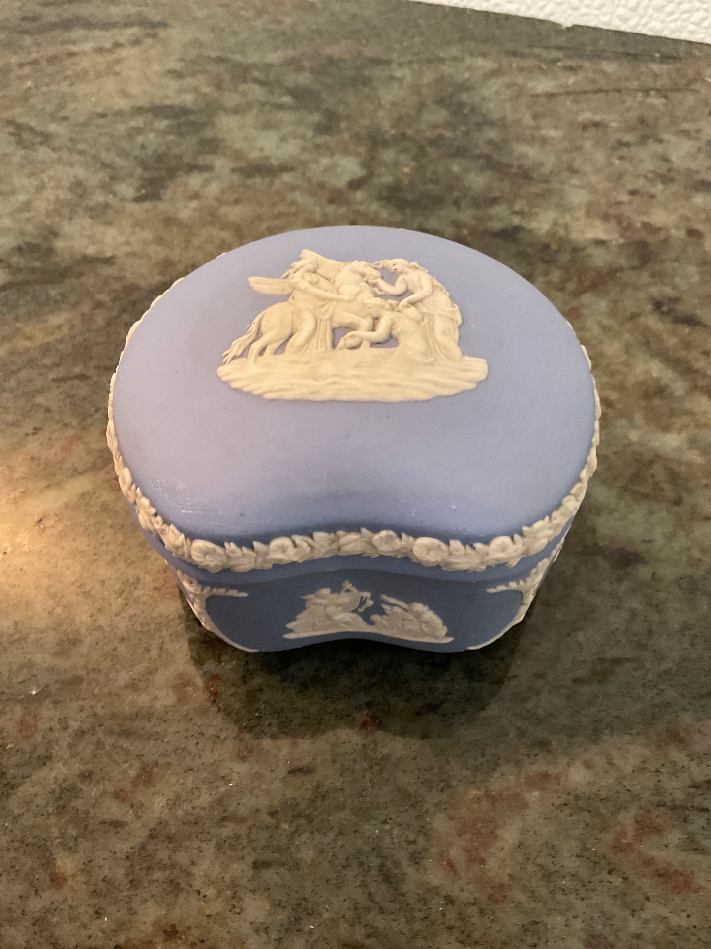 Vintage Wedgewood Blue Pottery Trinket Box