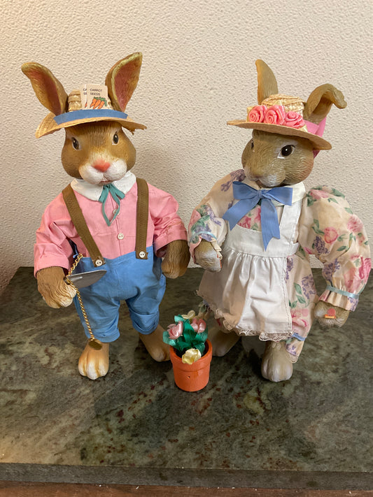 Vintage Gardening Rabbit Set
