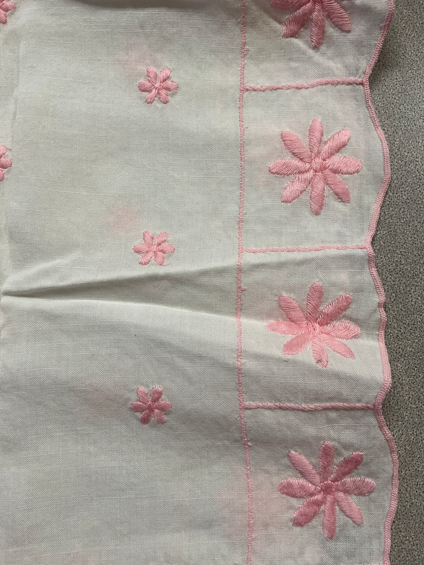 Vintage Embroidered Linen Table Runner