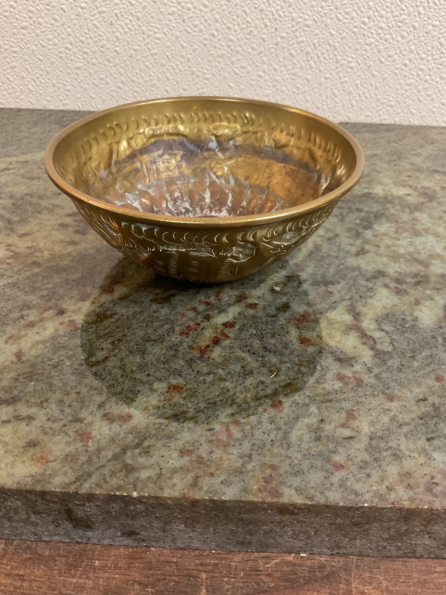 Antique Brass Etched Bowl