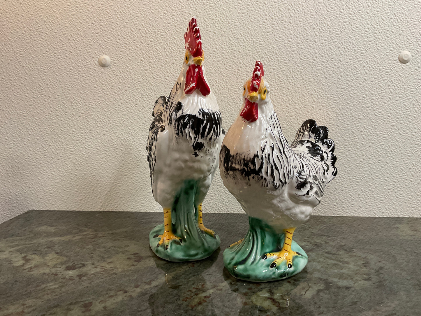 2pc Lefton Roosters with labels