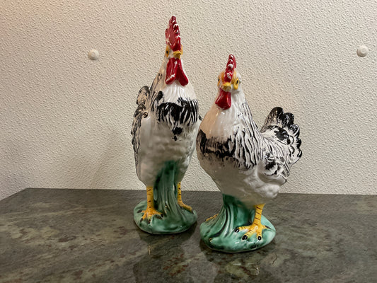 2pc Lefton Roosters with labels