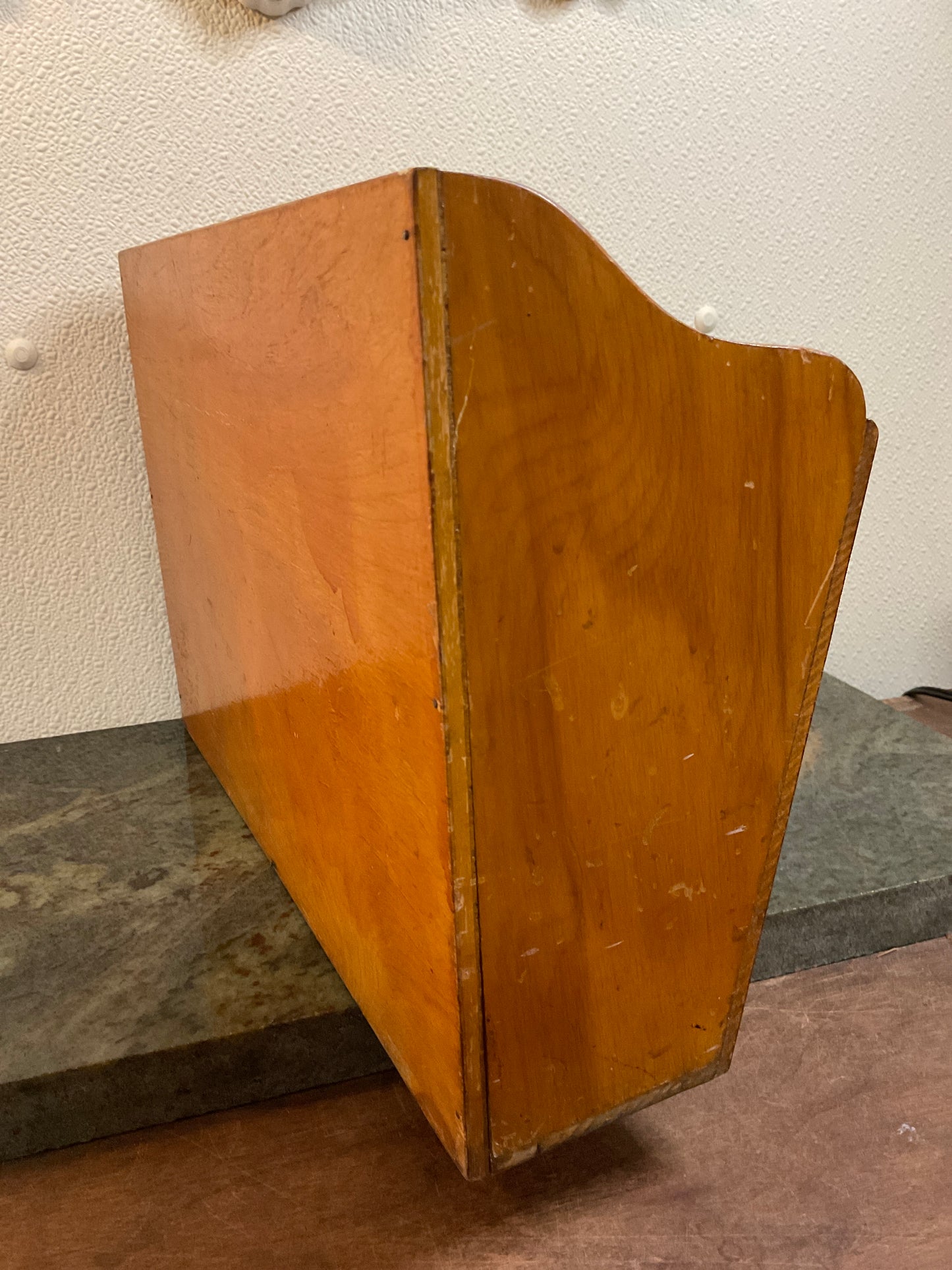 Vtg Wood Magazine Rack