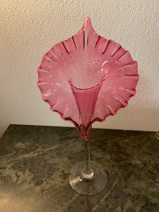 Art Glass Vase Pink/Clear