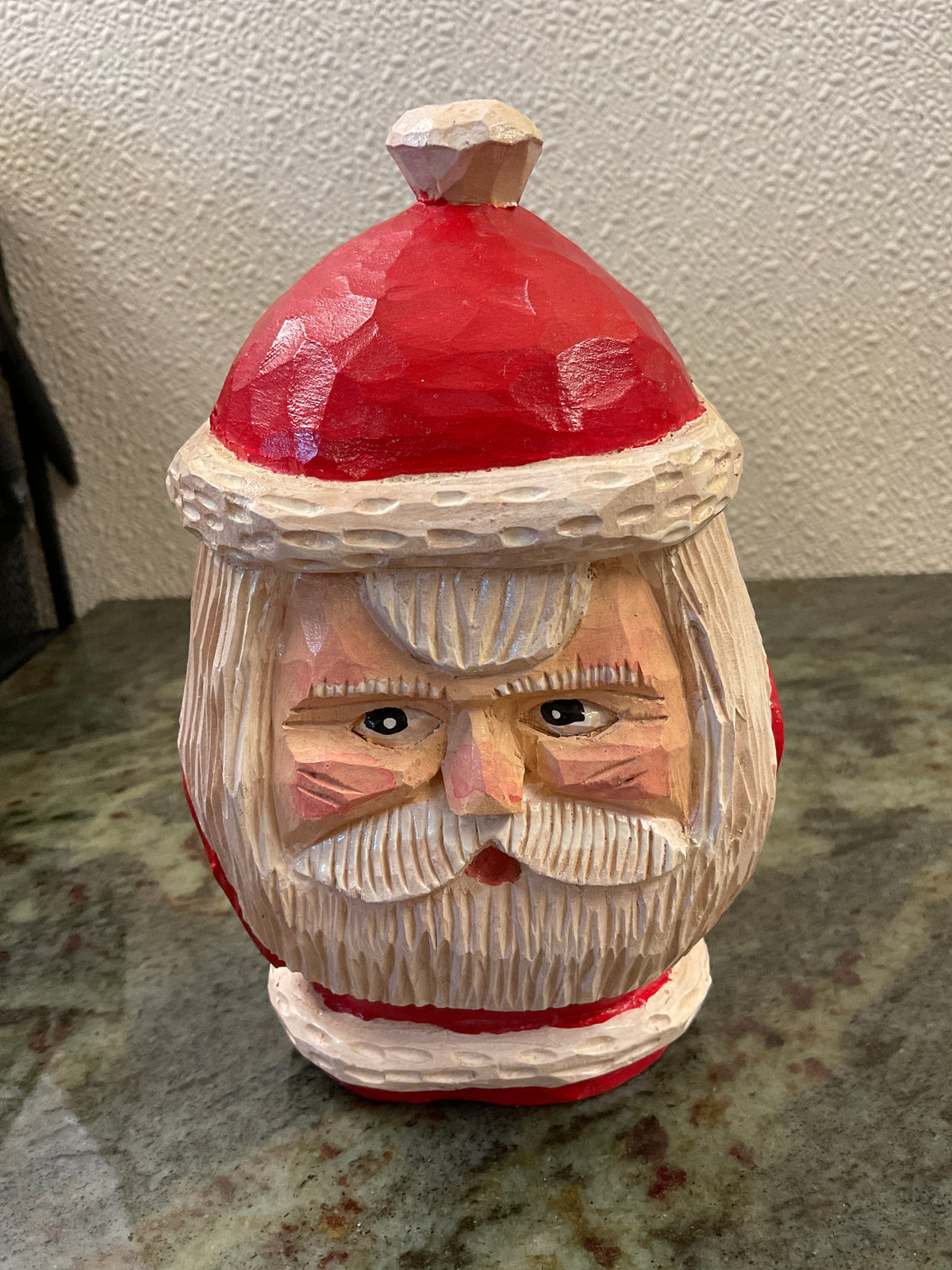 1992 Hand Carved Wood Santa Bust