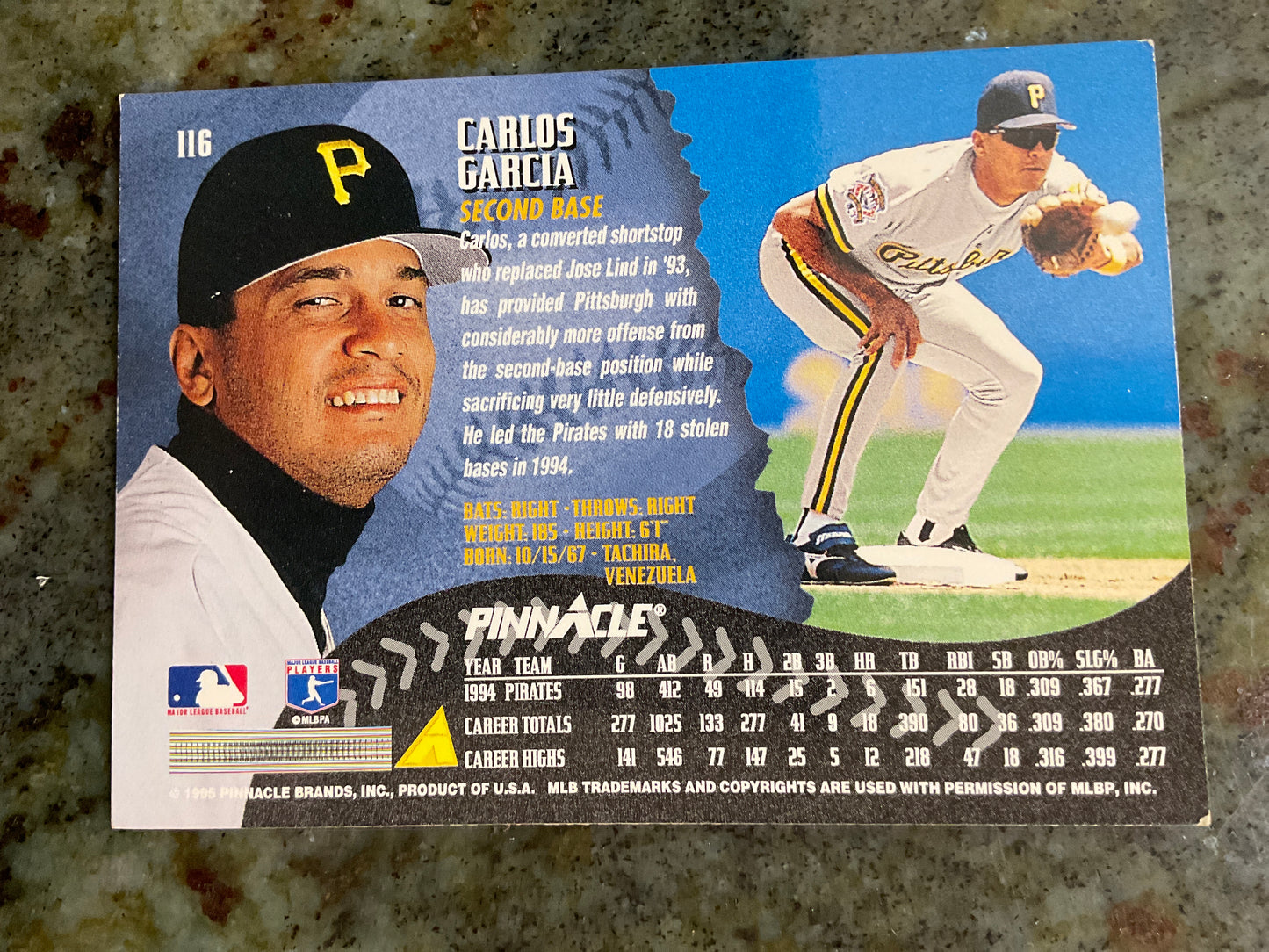 Carlos Garcia 1995 Pinnacle Baseball Card