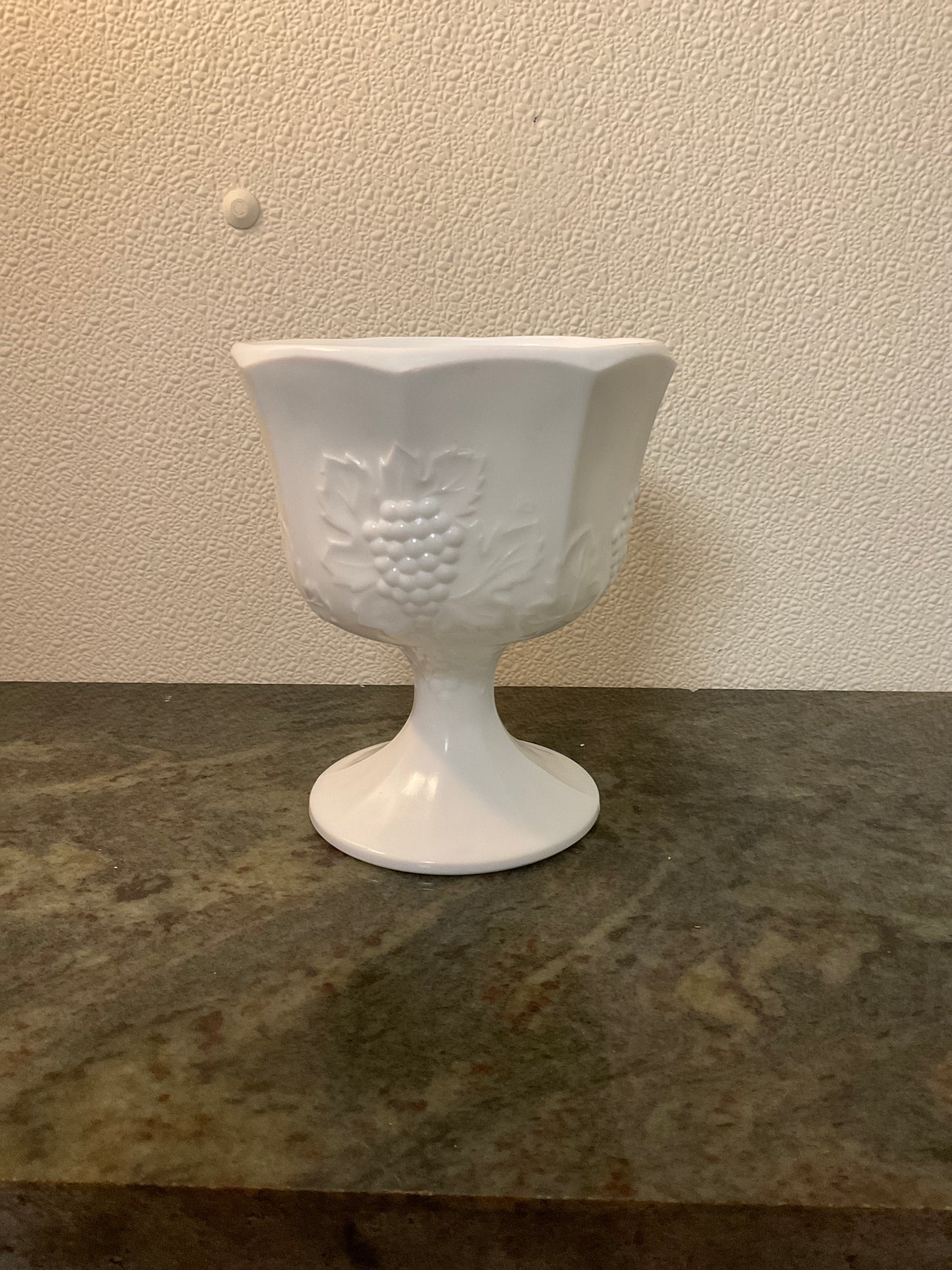 Vintage Milk-glass Grapevine Pedestal