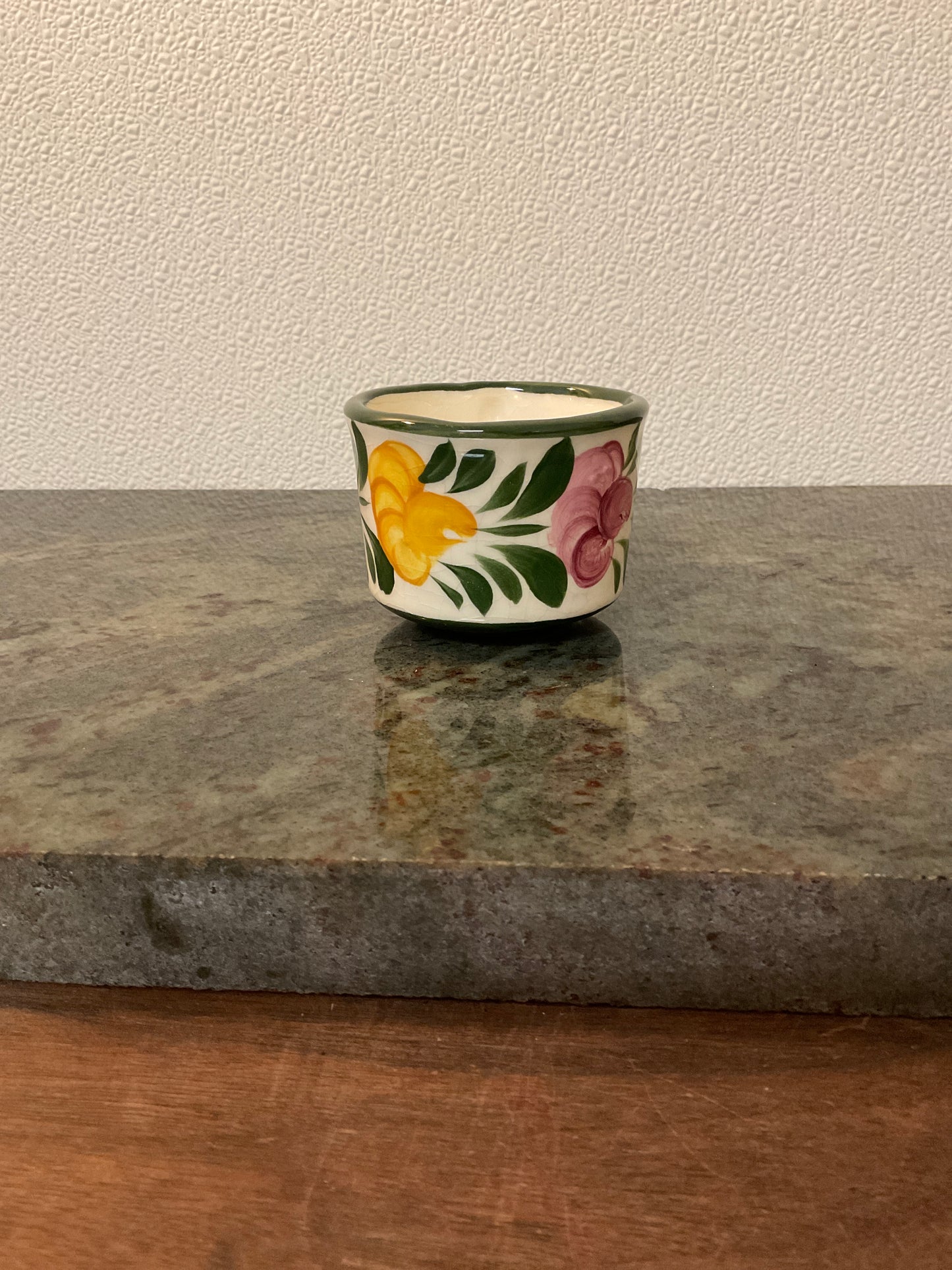 Vintage German Art Pottery Floral Coffee/Tea Cup “Handgemalt” signed by Widerstrom