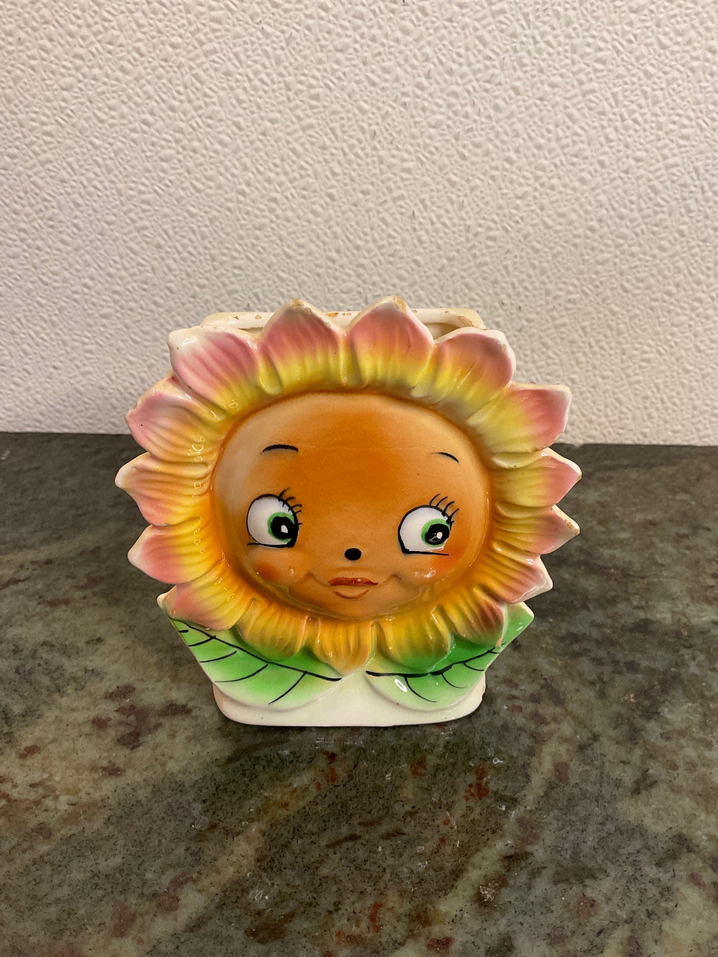 Vintage PY Miyao Anthropomorphic Sunflower Wall Pocket Planter