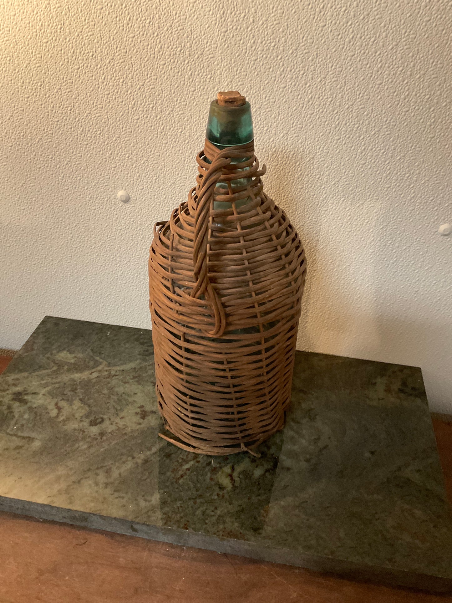 Vintage Woven Wicker Glass Bottle