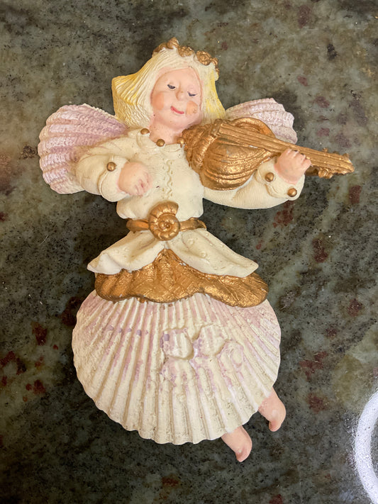 Angel Ornament with Shell Violin
