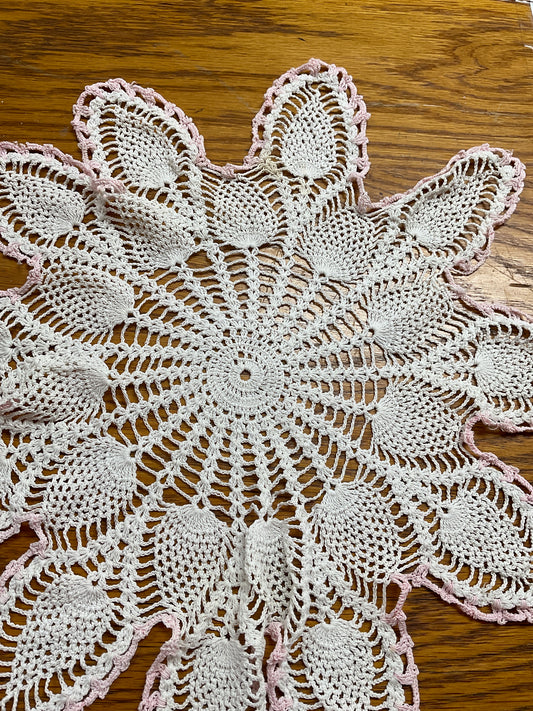 Pineapple Lace Handmade Doily 15”