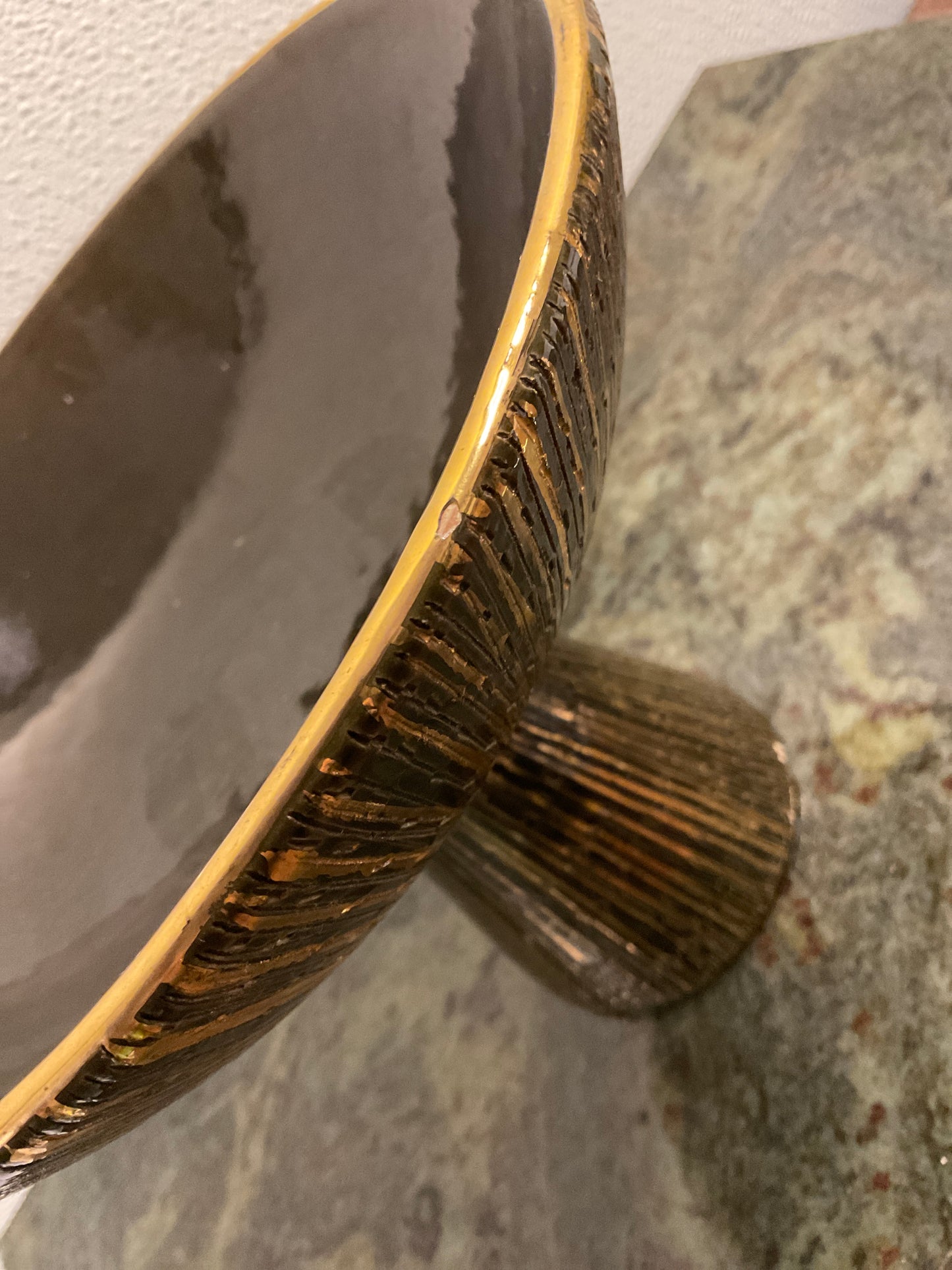 Bitossi of Aldo Londi Sgraffito  Seta Series Pedestal Compote Bowl