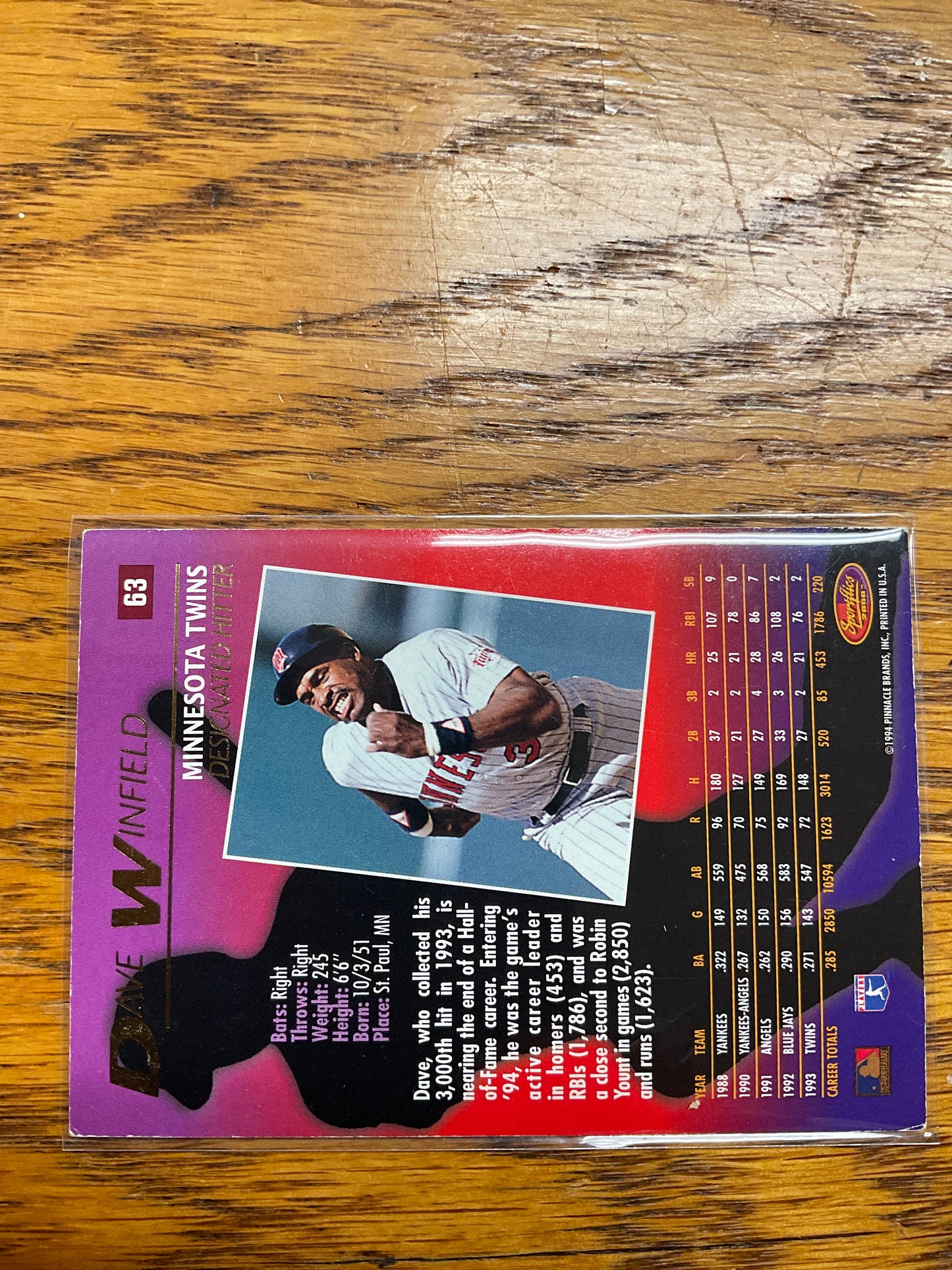 Baseball Card Dave Winfield