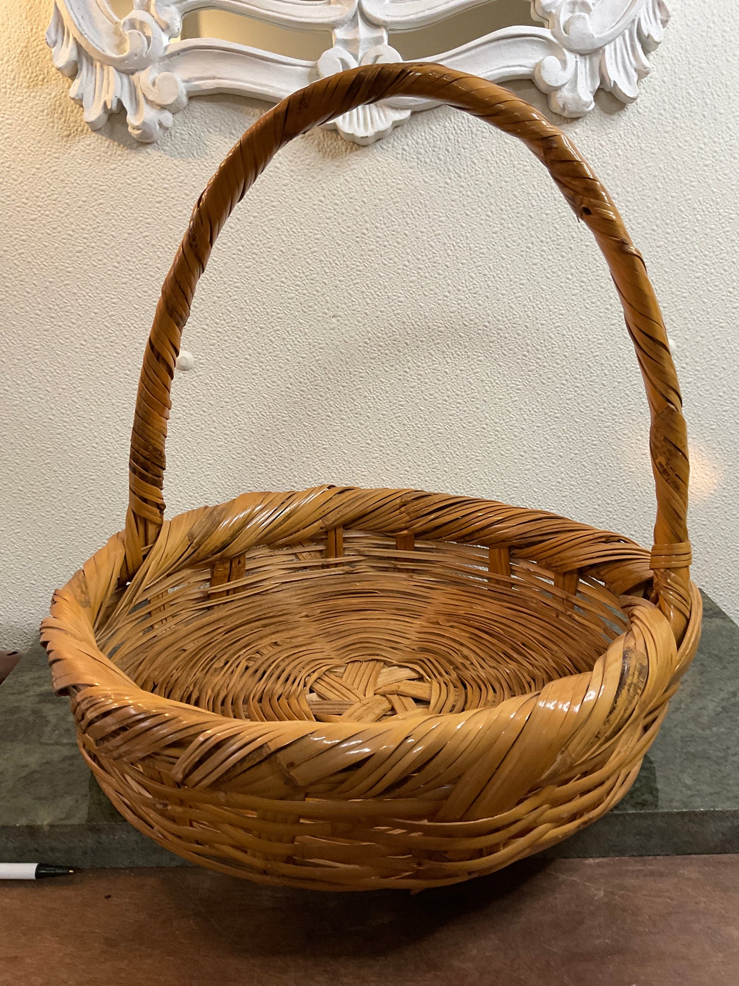 15”x4” Round Wicker Basket with Handle