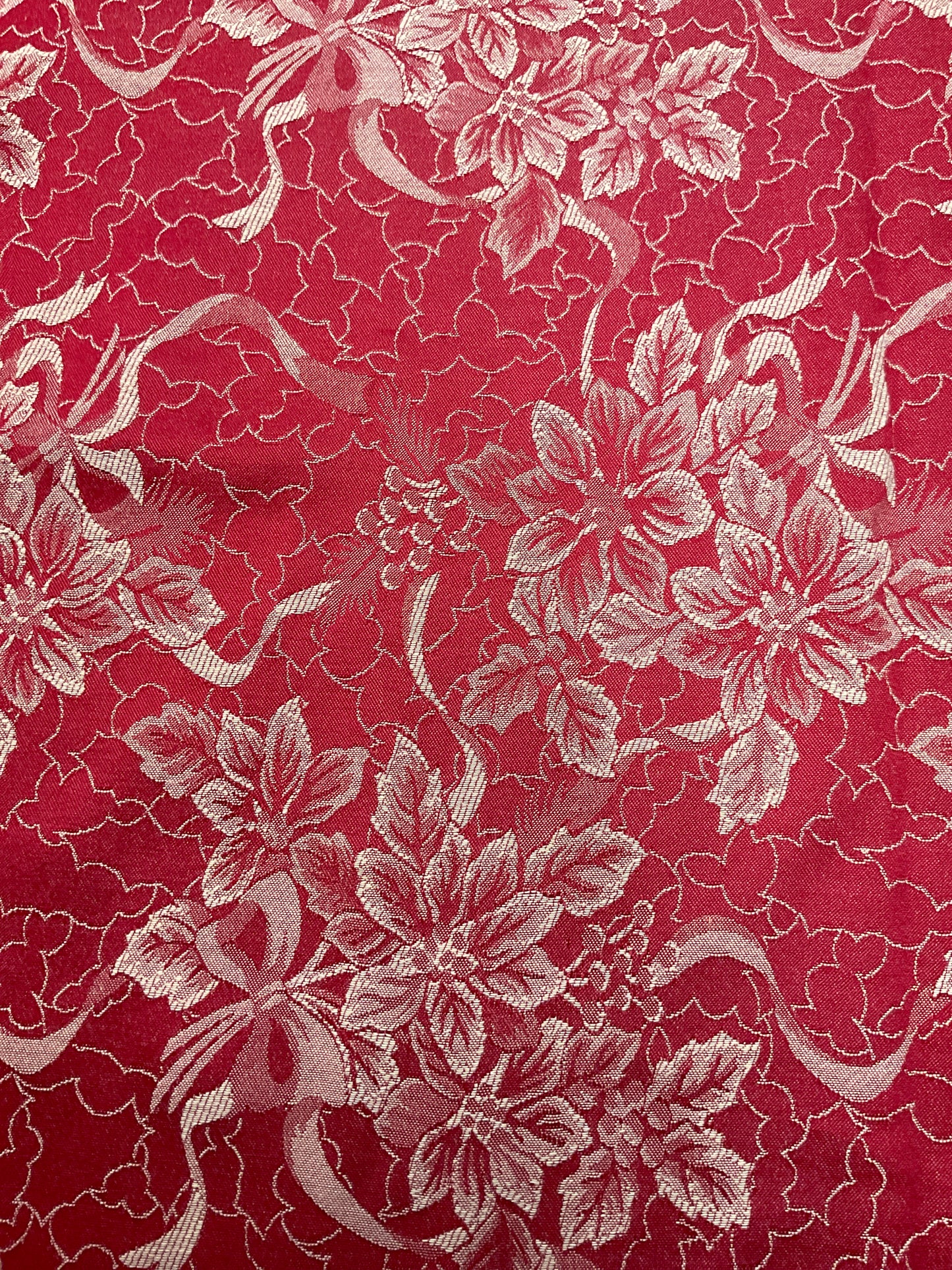 Rectangle Red/ Cream Floral Tablecloth