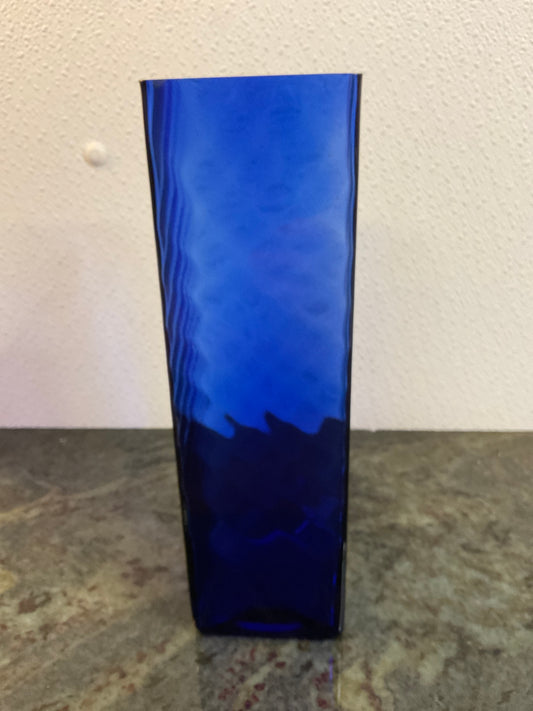Cobalt Blue Square Glass Vase
