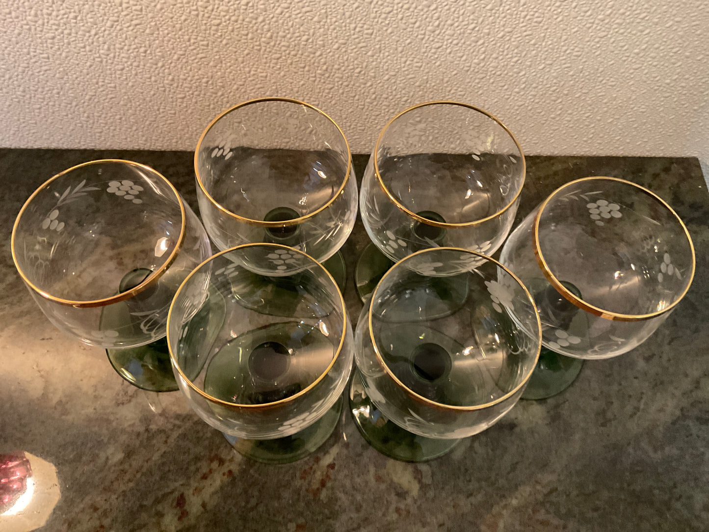 German Roemer Green Beehive Wine Glasses Set of 6