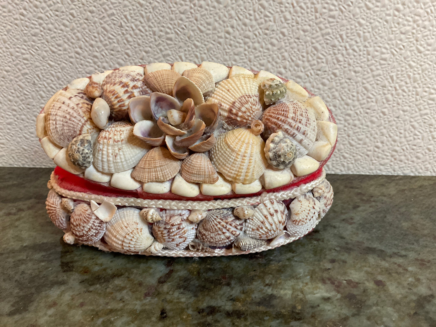 Vintage Oval Seashell Trinket Box