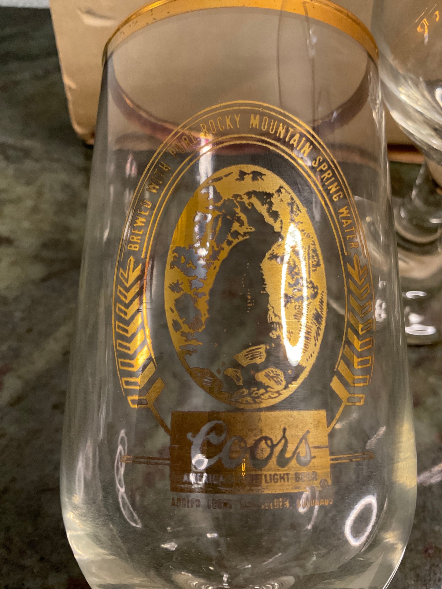 Vintage Seo of 4 Stemmed Pilsner COORS w/Gold Rims & Logo