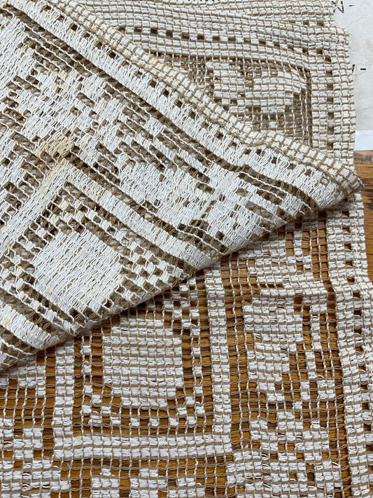 Set of 2  Filet Crochet Small Placemats 13” x 9”
