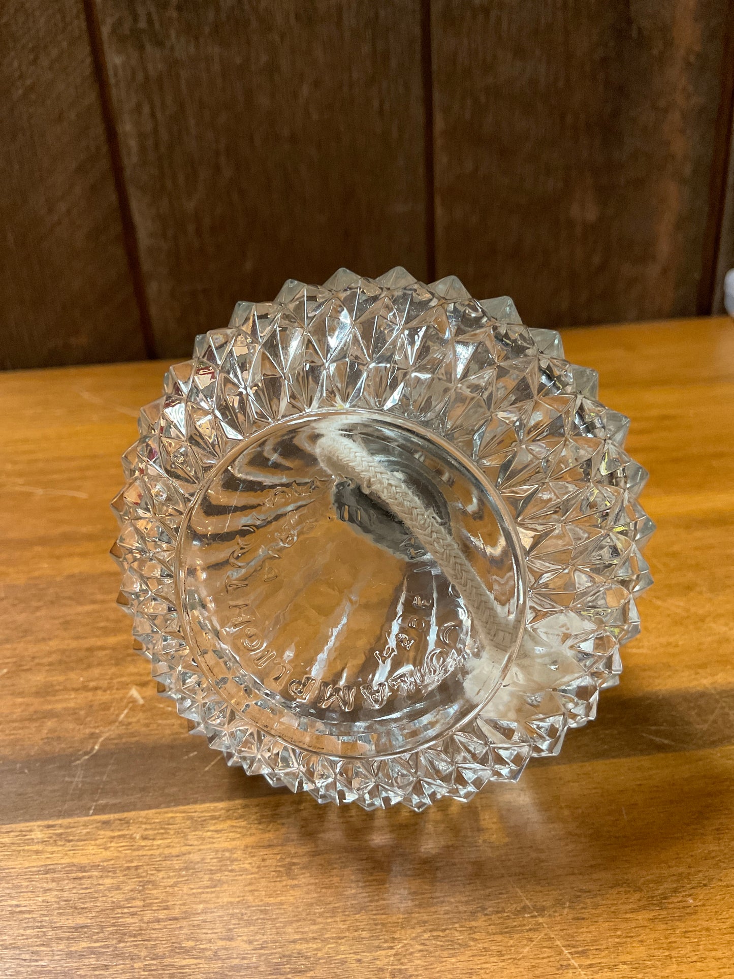 Vtg Diamond Glass Oil Lamp W/no chimney
