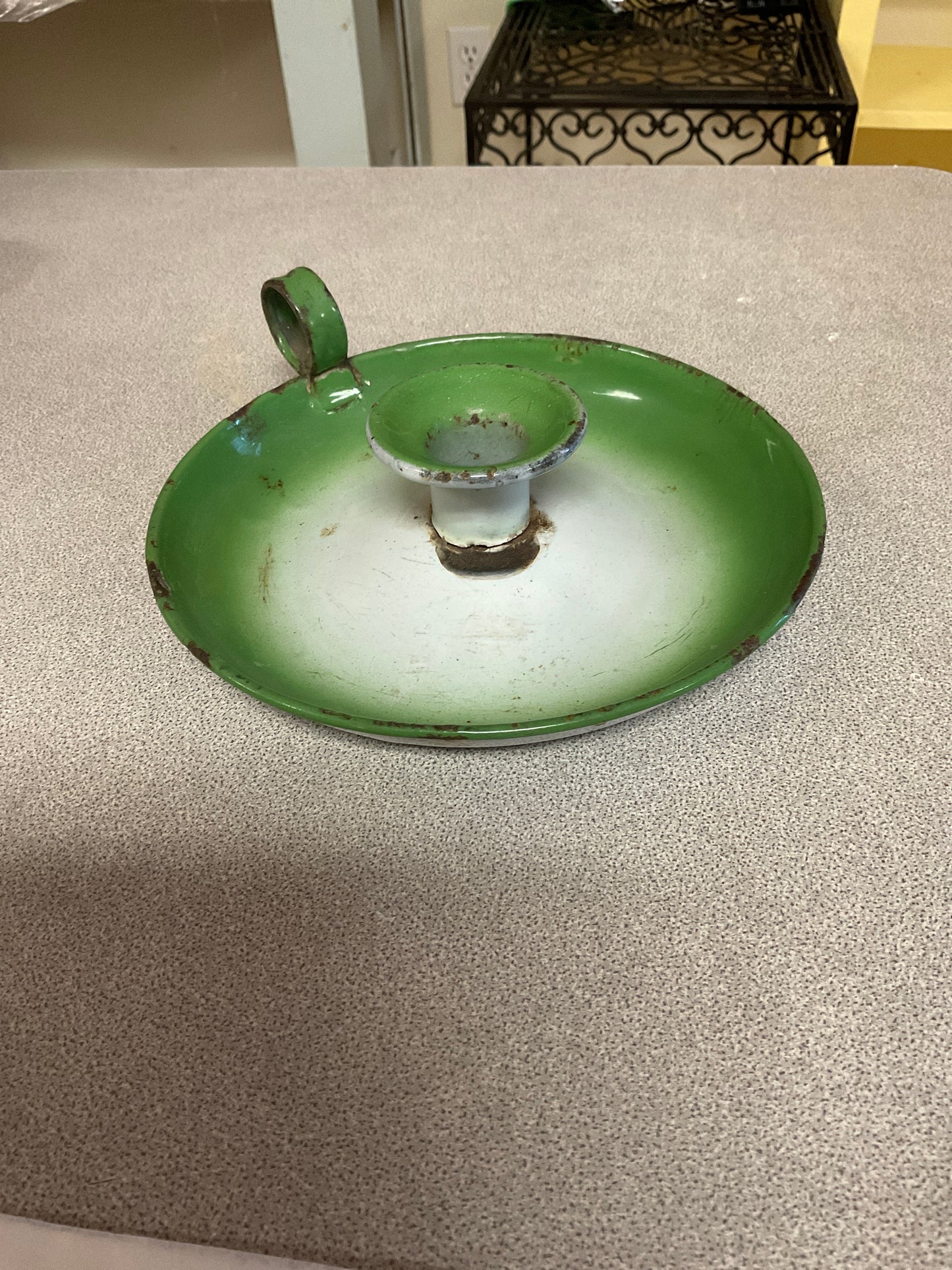 Vintage Enamel Candlestick Holder