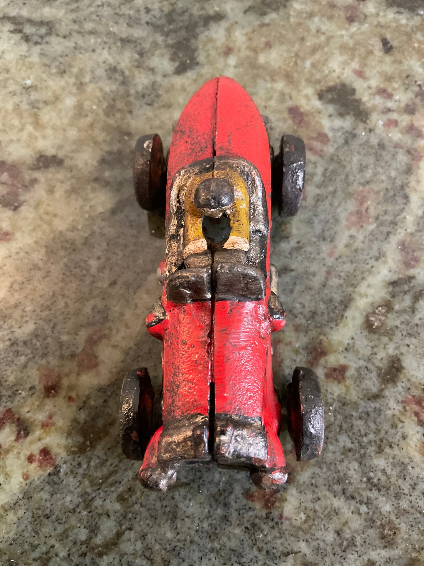 Vintage Cast Iron Toy Boat Tail Racer