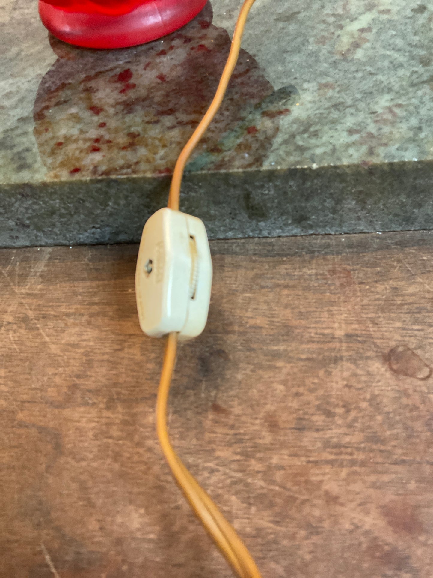 Antique Miniature Red Satin Lamp