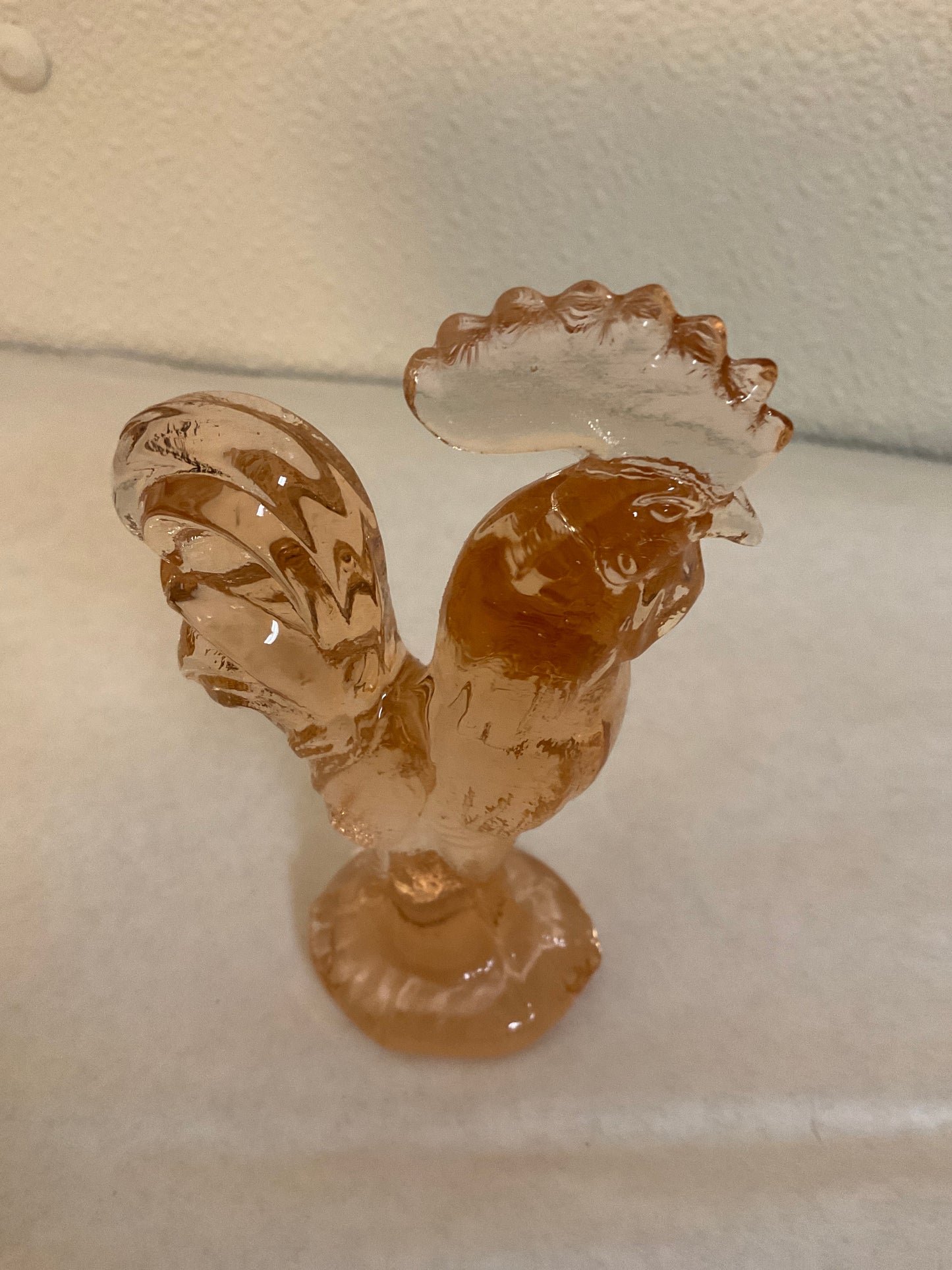 Depression Pink Glass Rooster