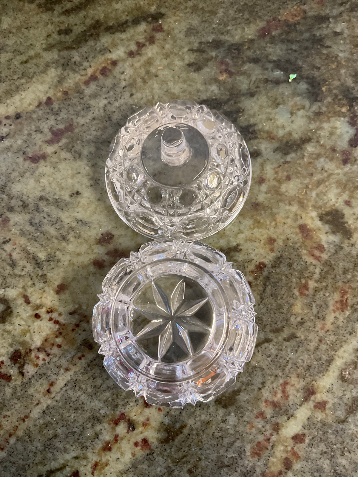 Vintage Crystal Apple Shaped Trinket Box