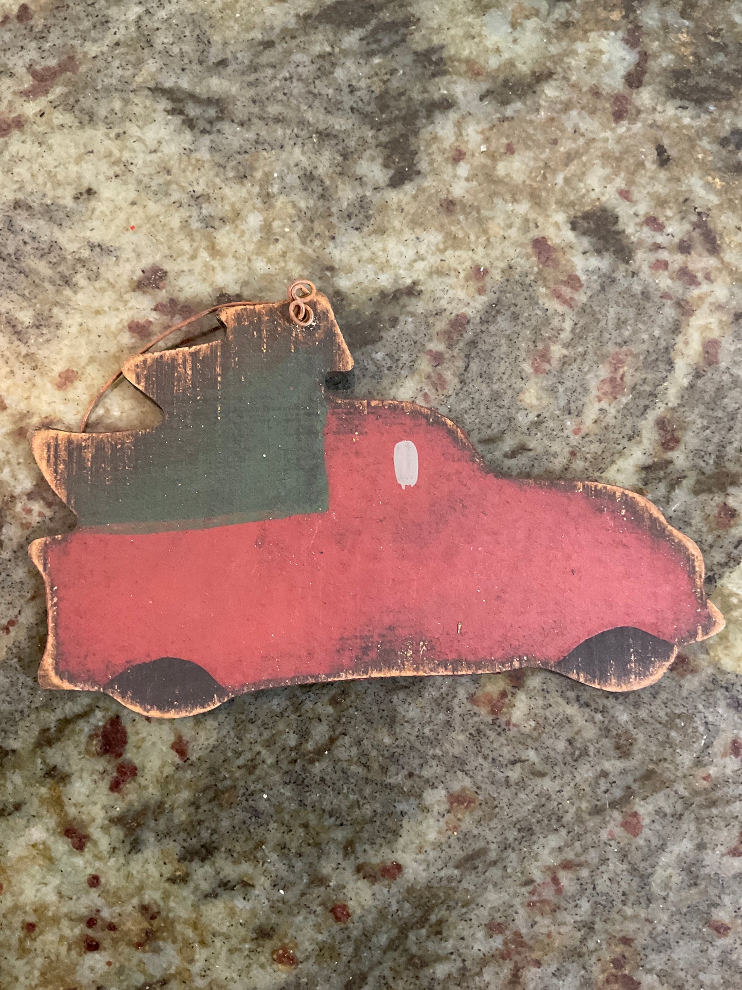 Truck W/ Christmas Tree Wood Ornament
