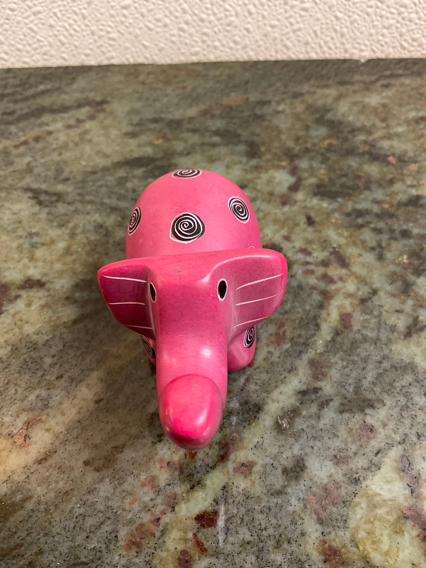 Pink Elephant Stone Figurine