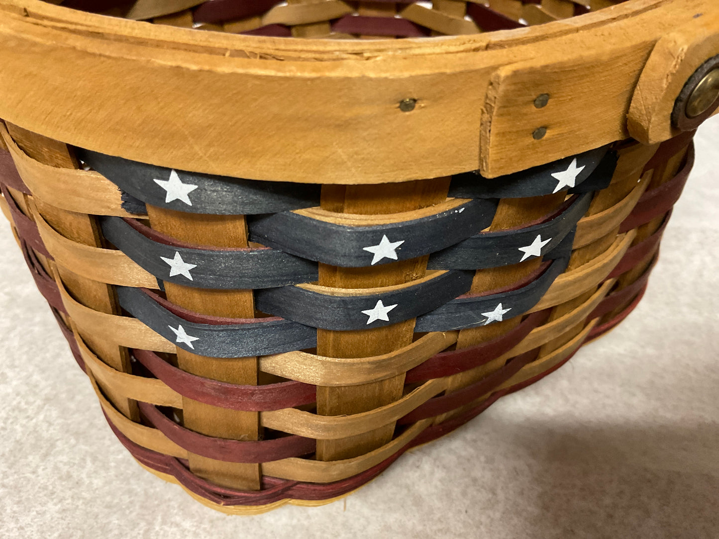 Vintage Patriotic woven Basket with handle