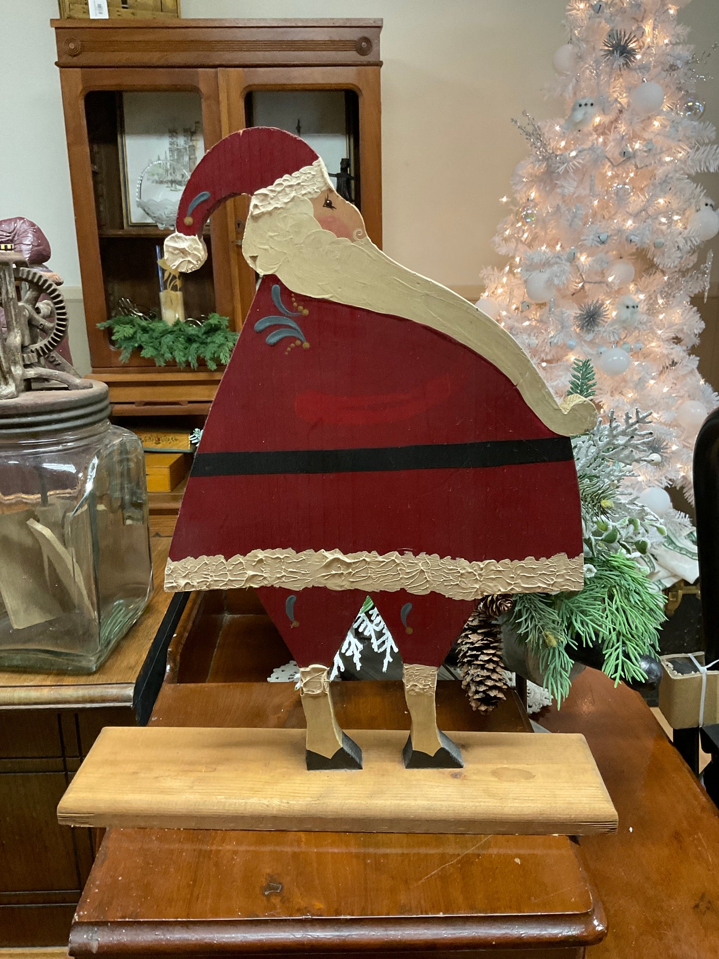 Wooden Painted Santa Decor